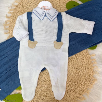  Saída de Maternidade Suspensório - Azul Jeans